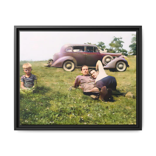 A vintage LGBTQ+ Fathers' Day portrait from Toms River, NJ. This framed matte canvas captures a tender moment of love, resilience, and family, making it a meaningful keepsake for collectors, history lovers, and those celebrating chosen family. Two Dads Vintage Photo