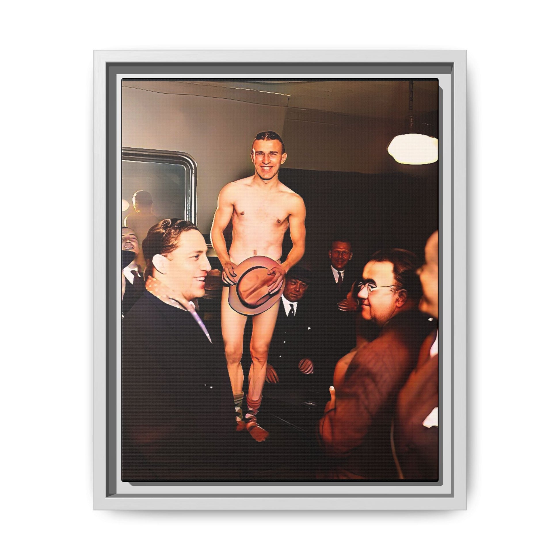 A restored vintage portrait of Jimmy, a dancer at The Slide in New York. This framed matte canvas captures LGBTQ+ history, vibrant nightlife, and the spirit of performance.