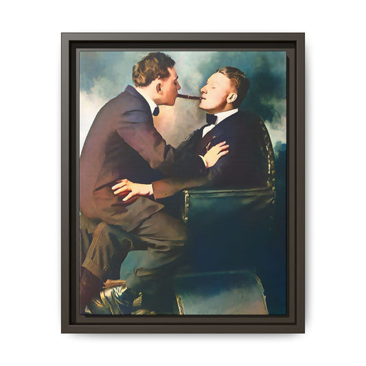 A restored vintage bohemian portrait of Argento & Lucius in Portland, Oregon. This framed matte canvas honors LGBTQ+ history, intimacy, and artistic freedom. Gay Couple