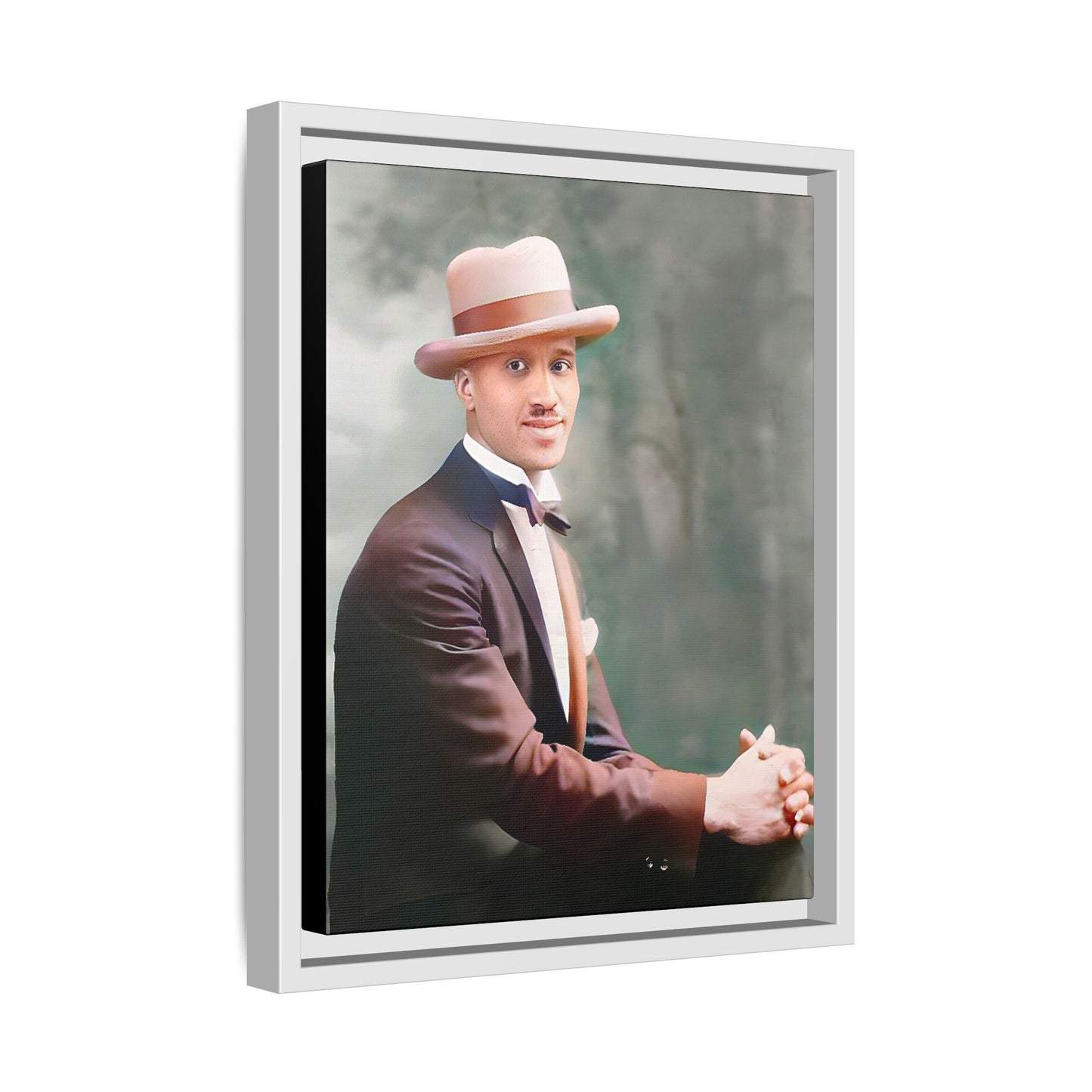 A restored portrait of Jamal from early 20th-century Harlem, dressed in a bow tie and felt hat. This framed matte canvas honors Black history, sophistication, and cultural excellence, perfect for vintage or historically inspired decor.