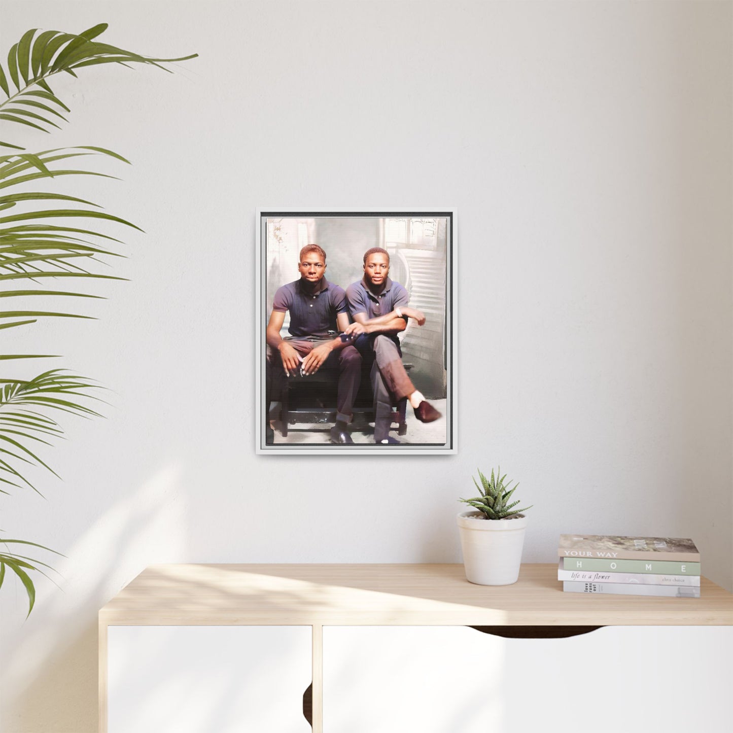 Vintage LGBTQ+ love portrait of Raymond & Paul in Brooklyn, NY. A tribute to African American queer history, now available as a museum-quality matte canvas print. A powerful statement piece celebrating love, identity, and resilience. Gay Couple