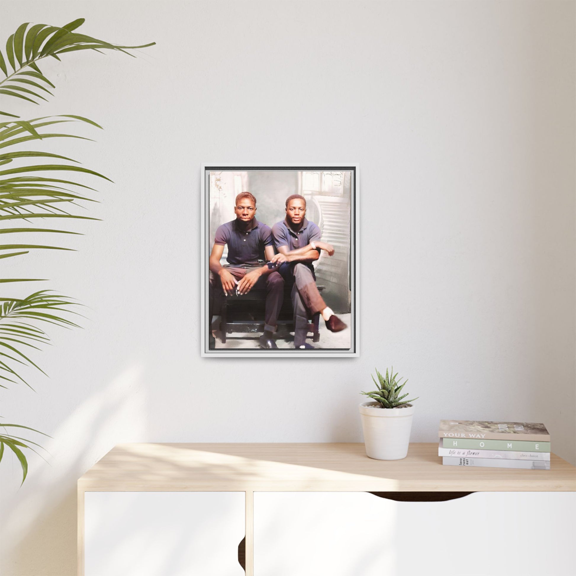 Vintage LGBTQ+ love portrait of Raymond & Paul in Brooklyn, NY. A tribute to African American queer history, now available as a museum-quality matte canvas print. A powerful statement piece celebrating love, identity, and resilience. Gay Couple