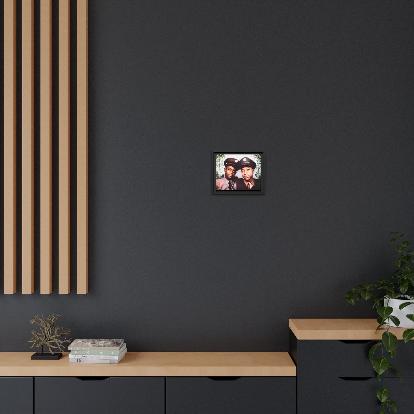 Vintage portrait of Deion & Marcus in Lexington, KY. Framed matte canvas celebrating African-American LGBTQ+ history, showcasing unity and timeless love. Perfect for collectors, art enthusiasts, and those honoring diversity and inclusion through decor.