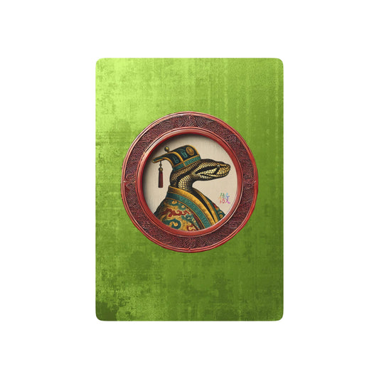 Limited-edition 2025 Year of the Snake Poker Cards featuring Russell’s Viper in imperial Chinese attire, symbolizing wisdom and strategy.