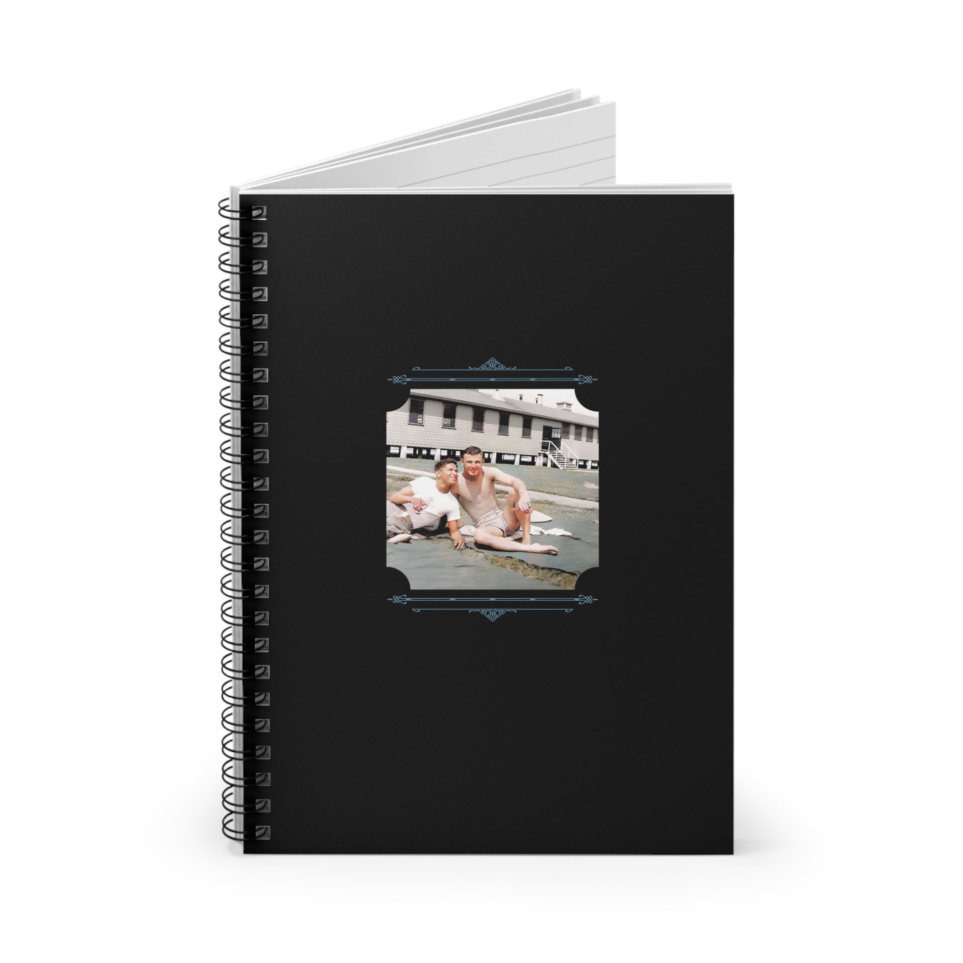 nterracial vintage photo, wwii army gay couple, lgbtq black soldier image, pride history notebook