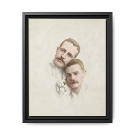 Early 20th century close double portrait of two mustached men in a softly blended composition