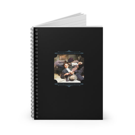 vintage gay romance, lgbtq spiral journal, historic gay photo, suited men notebook, queer lounge photo