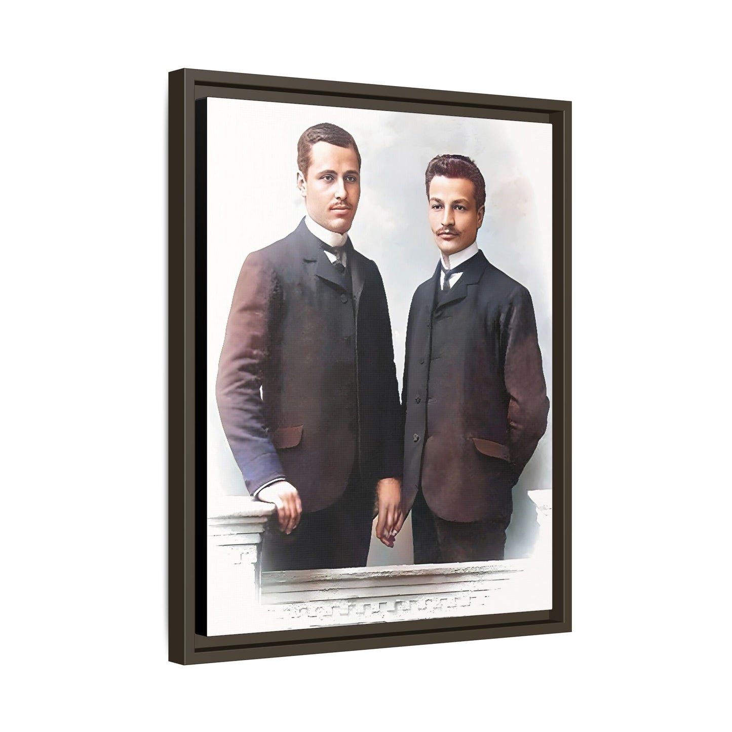 A restored vintage portrait of Asen & Gavril in Plovdiv, Bulgaria. This framed matte canvas honors LGBTQ+ history, timeless love, and European heritage. Gay Couple