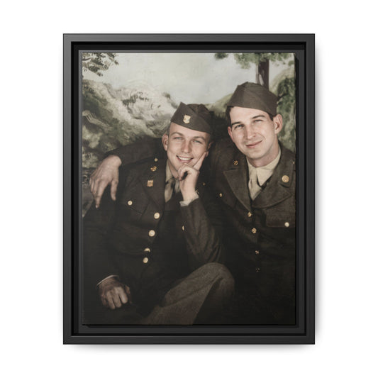 mid twentieth century military double portrait vintage photograph canvas wall art