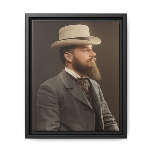 Restored studio portrait attributed to Gustaf Ankarcrona, showing a bearded man turned to the right in a pale straw hat.