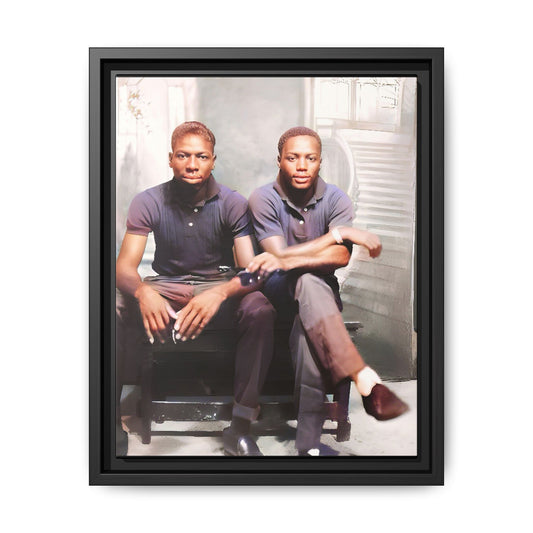 Vintage LGBTQ+ love portrait of Raymond & Paul in Brooklyn, NY. A tribute to African American queer history, now available as a museum-quality matte canvas print. A powerful statement piece celebrating love, identity, and resilience. Gay Couple