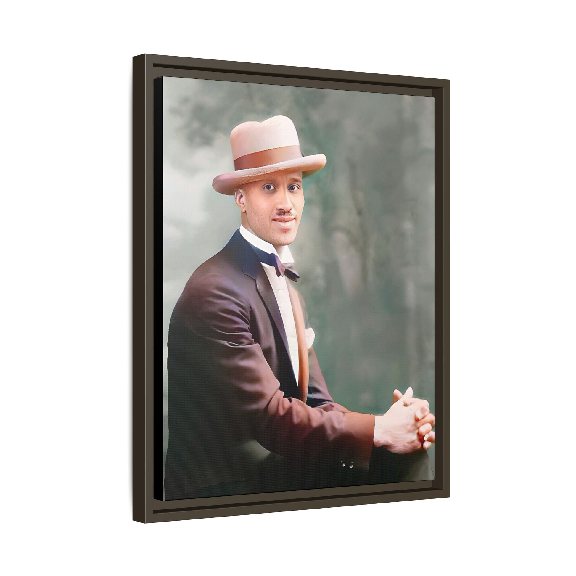 A restored portrait of Jamal from early 20th-century Harlem, dressed in a bow tie and felt hat. This framed matte canvas honors Black history, sophistication, and cultural excellence, perfect for vintage or historically inspired decor.