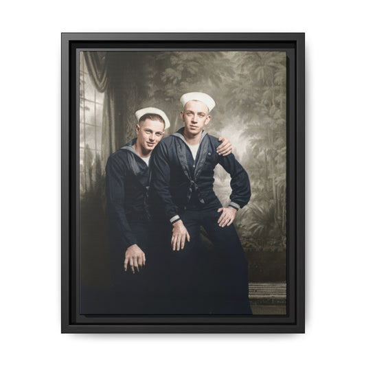 Early twentieth century photograph of two sailors posed in studio setting