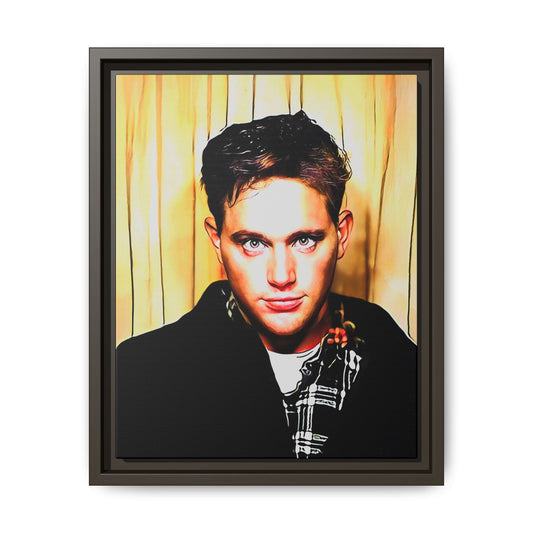 A nostalgic 90s photo booth portrait of Jake at Deadwood Bar, Iowa City. This framed matte canvas print captures quiet reflection, vintage charm, and raw authenticity, making it a striking statement piece for lovers of retro photography and moody decor.