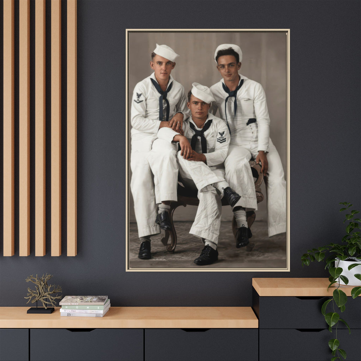 hommes 008 | Framed Vintage Photo - Matte Canvas