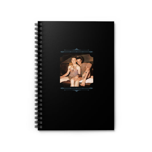Vintage WWII Gay Couple Notebook - LGBTQ Military Love Ruled Line Journal with Restored Barracks Photo