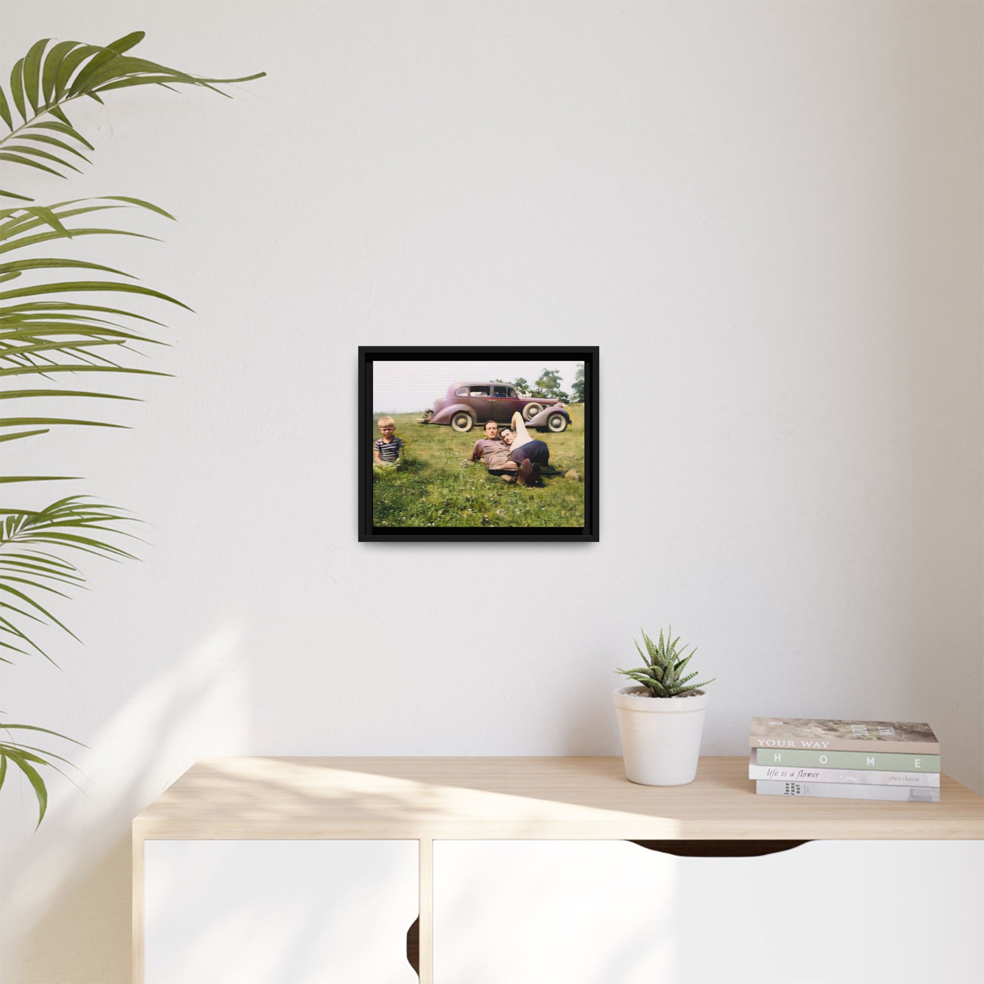 A vintage LGBTQ+ Fathers' Day portrait from Toms River, NJ. This framed matte canvas captures a tender moment of love, resilience, and family, making it a meaningful keepsake for collectors, history lovers, and those celebrating chosen family. Two Dads Vintage Photo