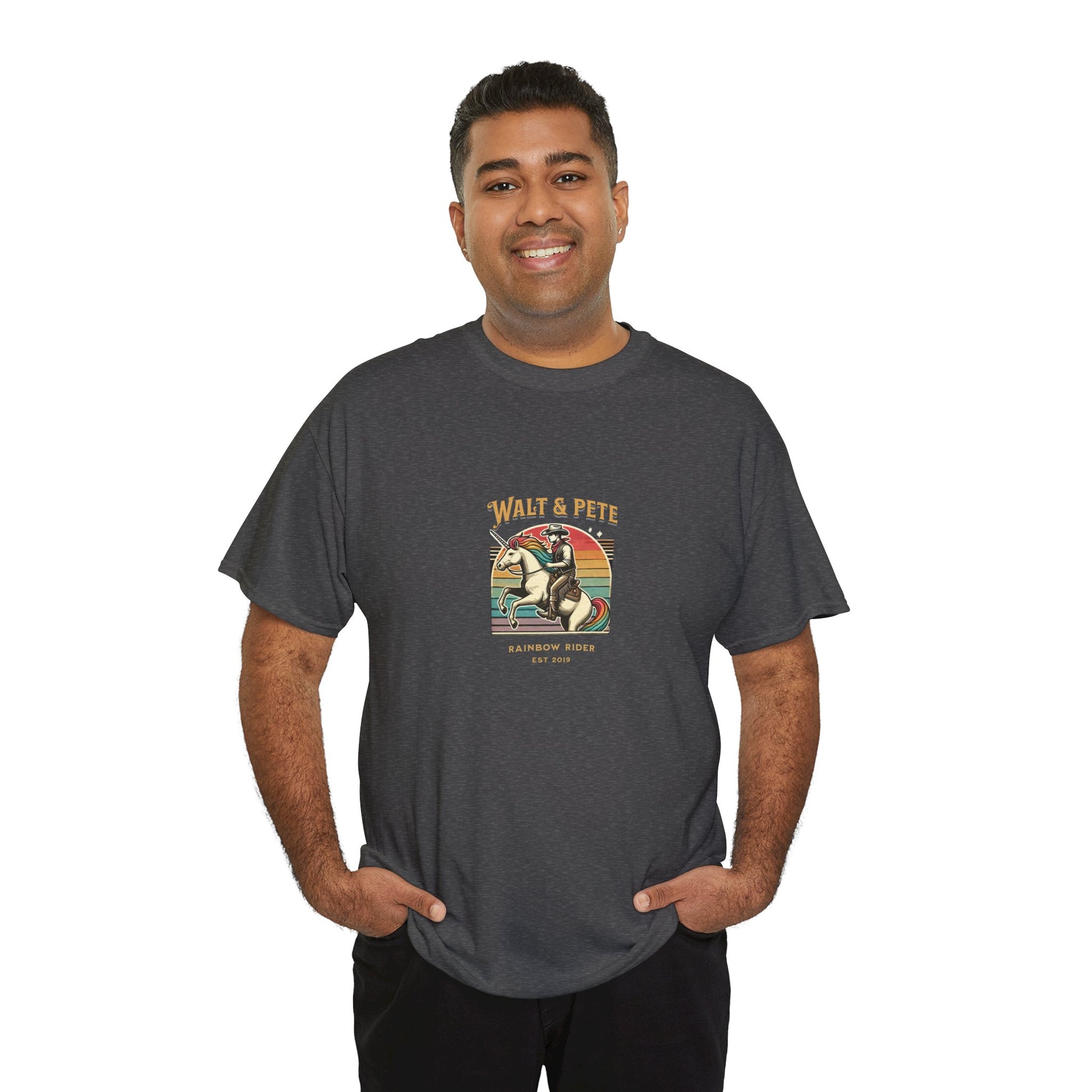 Rainbow Rider | Pride T-Shirt Walt & Pete Pride Western Unicorn Cowboy Fun Queer LGBTQ Rodeo