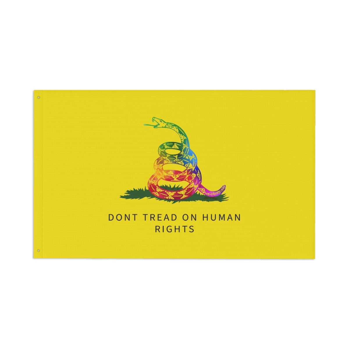 Rainbow “Don’t Tread on Human Rights” Flag – LGBTQ+ Gadsden Protest Banner | 3x5 Double-Sided