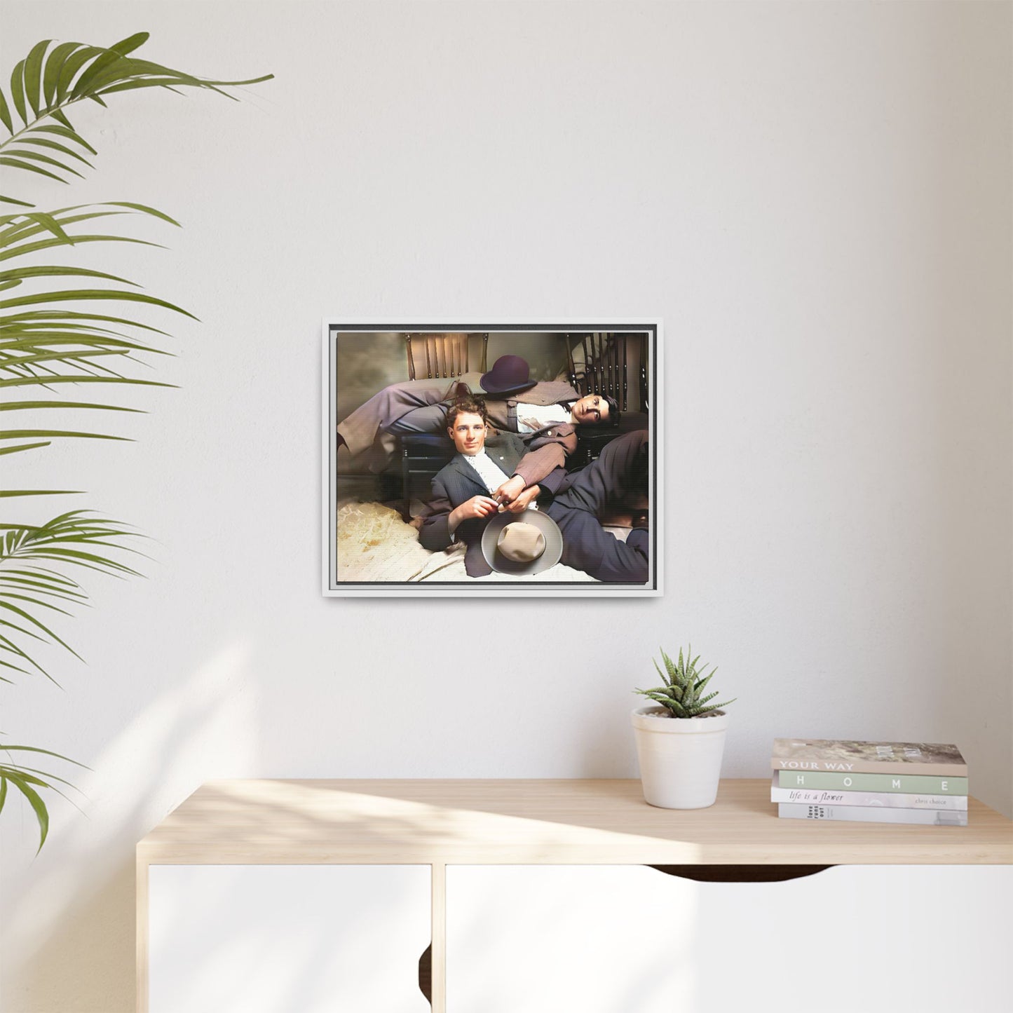 A vintage portrait of Victor & Benjamin in Madison, Wisconsin. This framed matte canvas captures LGBTQ+ history, love, and deep connection, making it a meaningful and timeless addition to any collection or home decor. Gay Couple