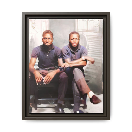 Vintage LGBTQ+ love portrait of Raymond & Paul in Brooklyn, NY. A tribute to African American queer history, now available as a museum-quality matte canvas print. A powerful statement piece celebrating love, identity, and resilience. Gay Couple