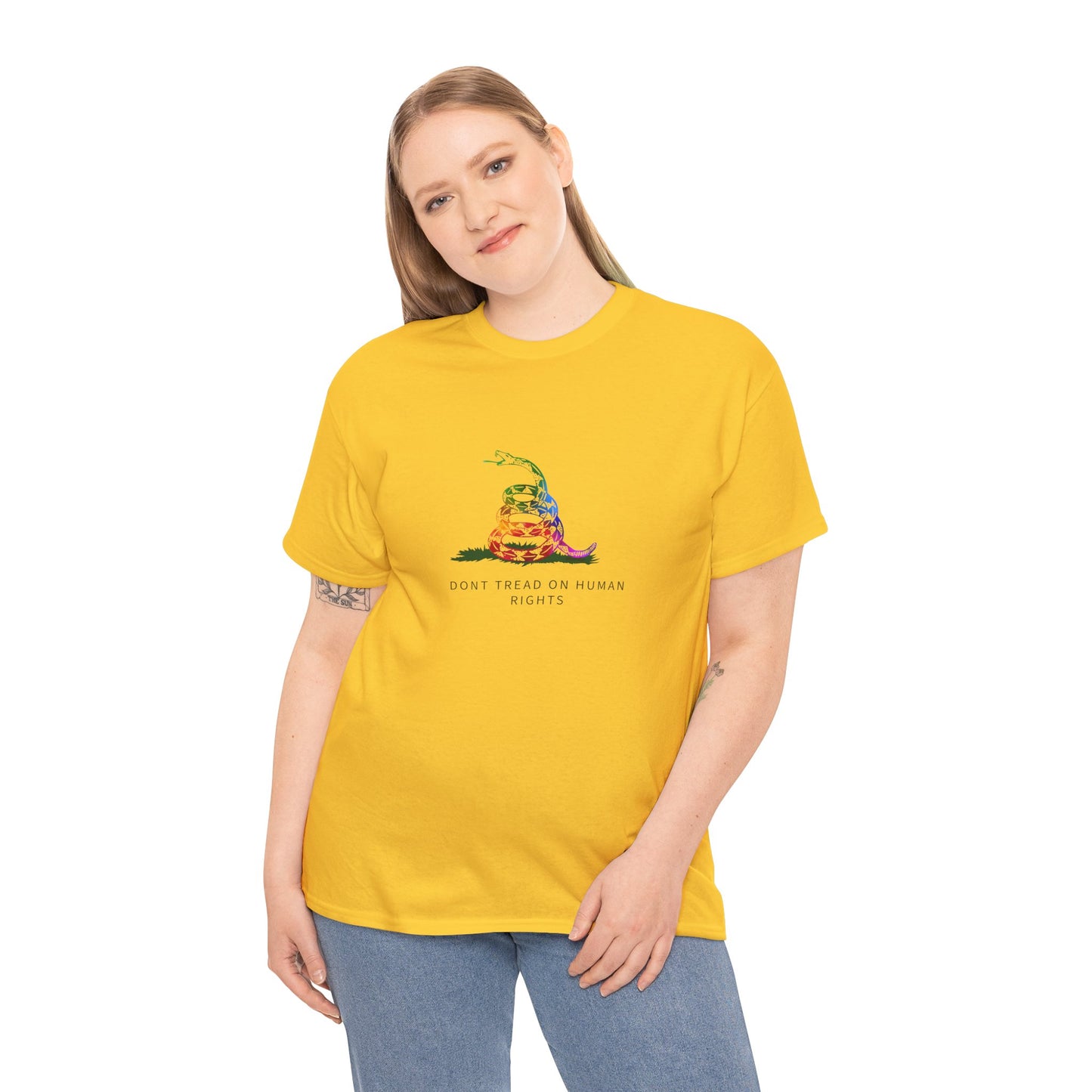 DONT TREAD Me | ON HUMAN RIGHTS | Graphic T-shirt LGBTQ Queer Gay Protest Rally Pride Gadsden flag