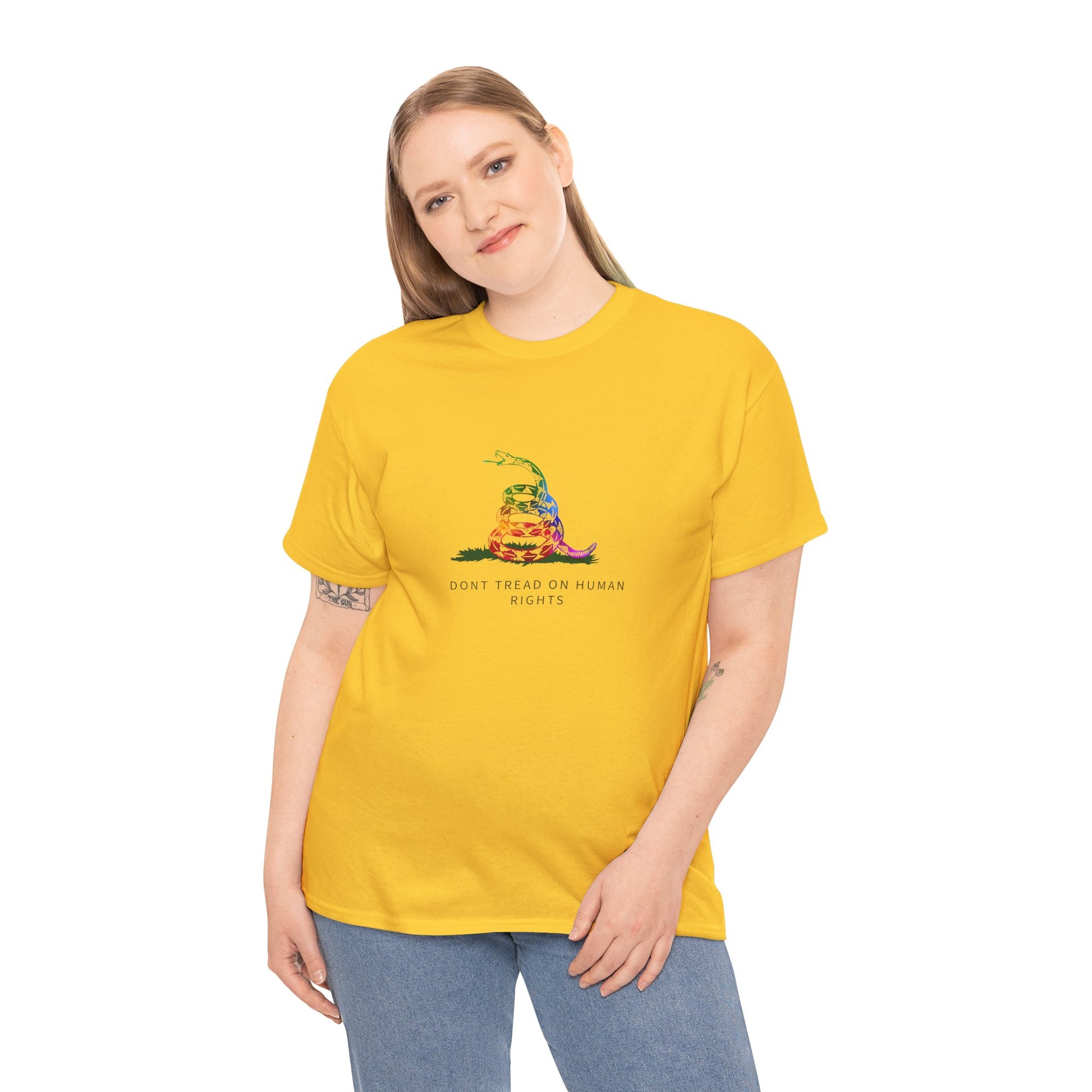 DONT TREAD Me | ON HUMAN RIGHTS | Graphic T-shirt LGBTQ Queer Gay Protest Rally Pride Gadsden flag