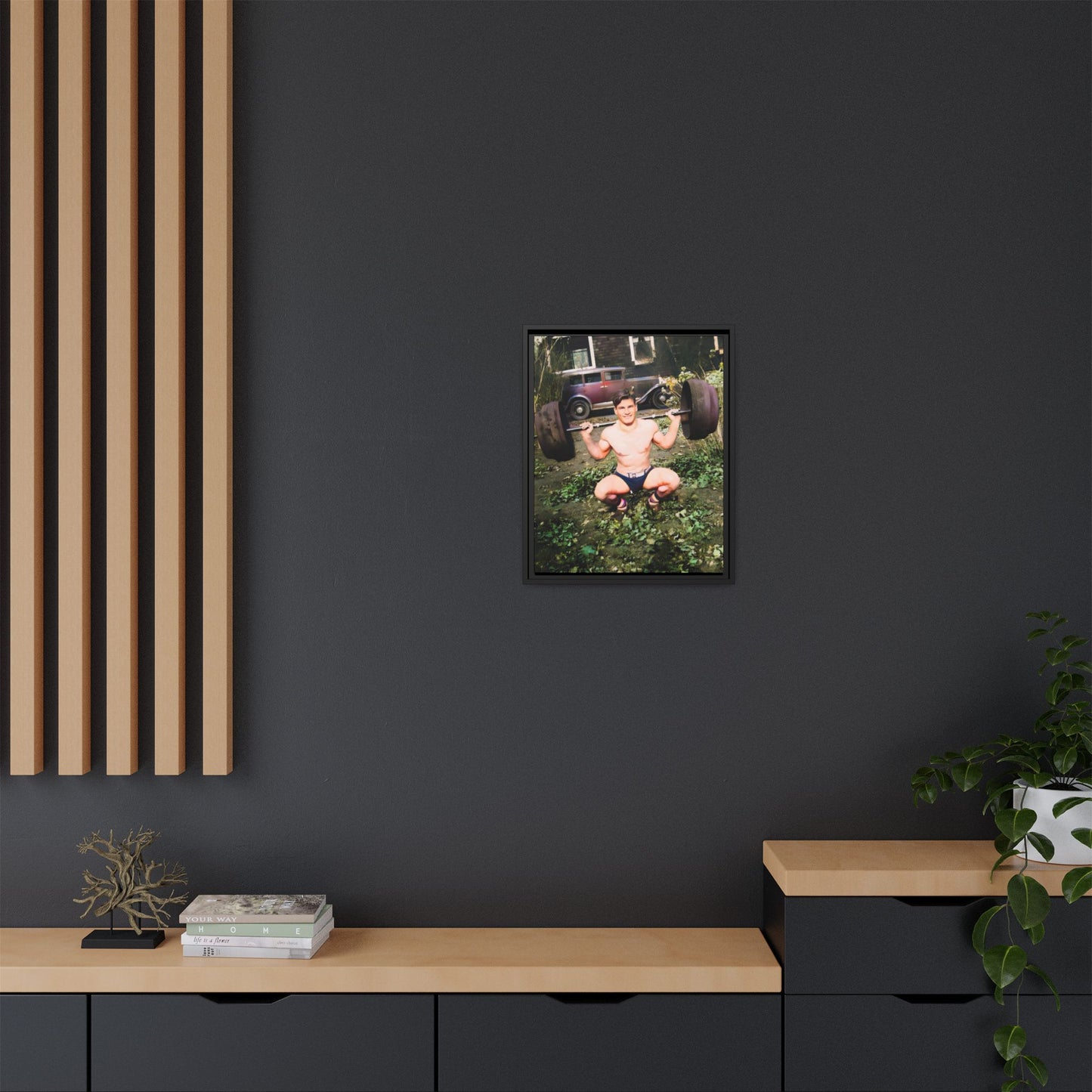 A restored 1934 vintage portrait of Wayne in Lake Forest, Illinois. This framed matte canvas captures strength, charm, and small-town American heritage. Gay Body Builder