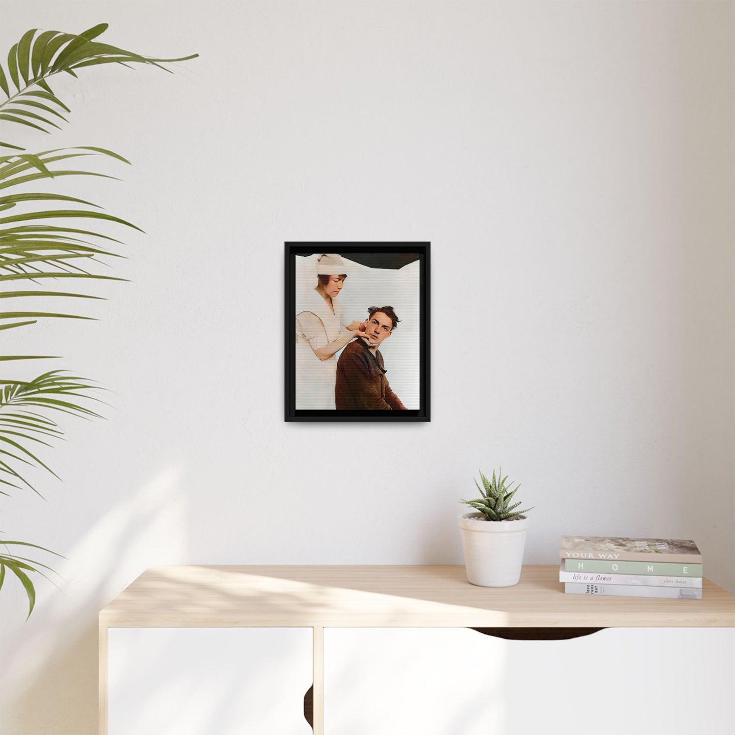 A restored vintage portrait of Dillion in Salt Lake City, Utah. This framed matte canvas captures human connection, care, and resilience. Gay Conversion Therapy