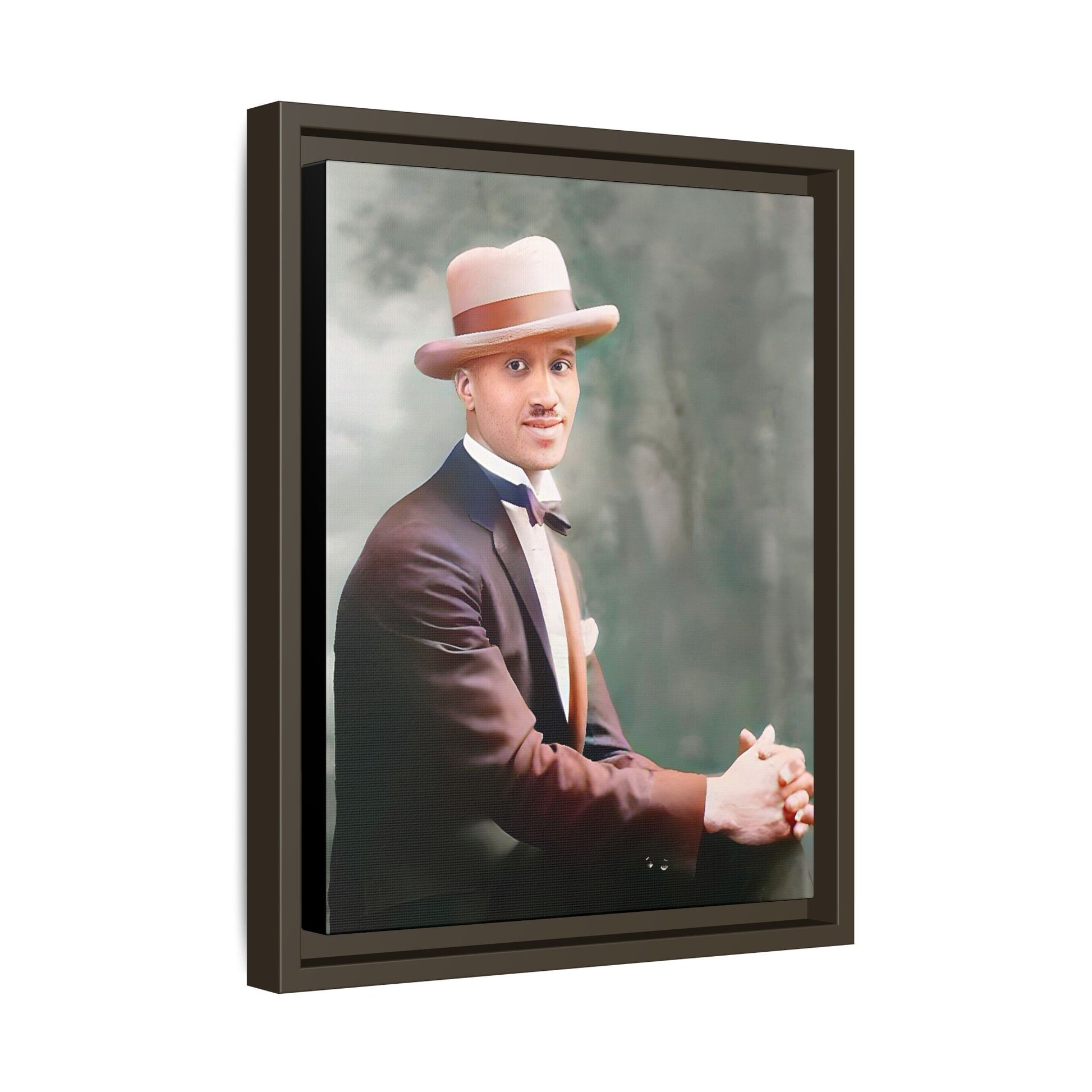 A restored portrait of Jamal from early 20th-century Harlem, dressed in a bow tie and felt hat. This framed matte canvas honors Black history, sophistication, and cultural excellence, perfect for vintage or historically inspired decor.
