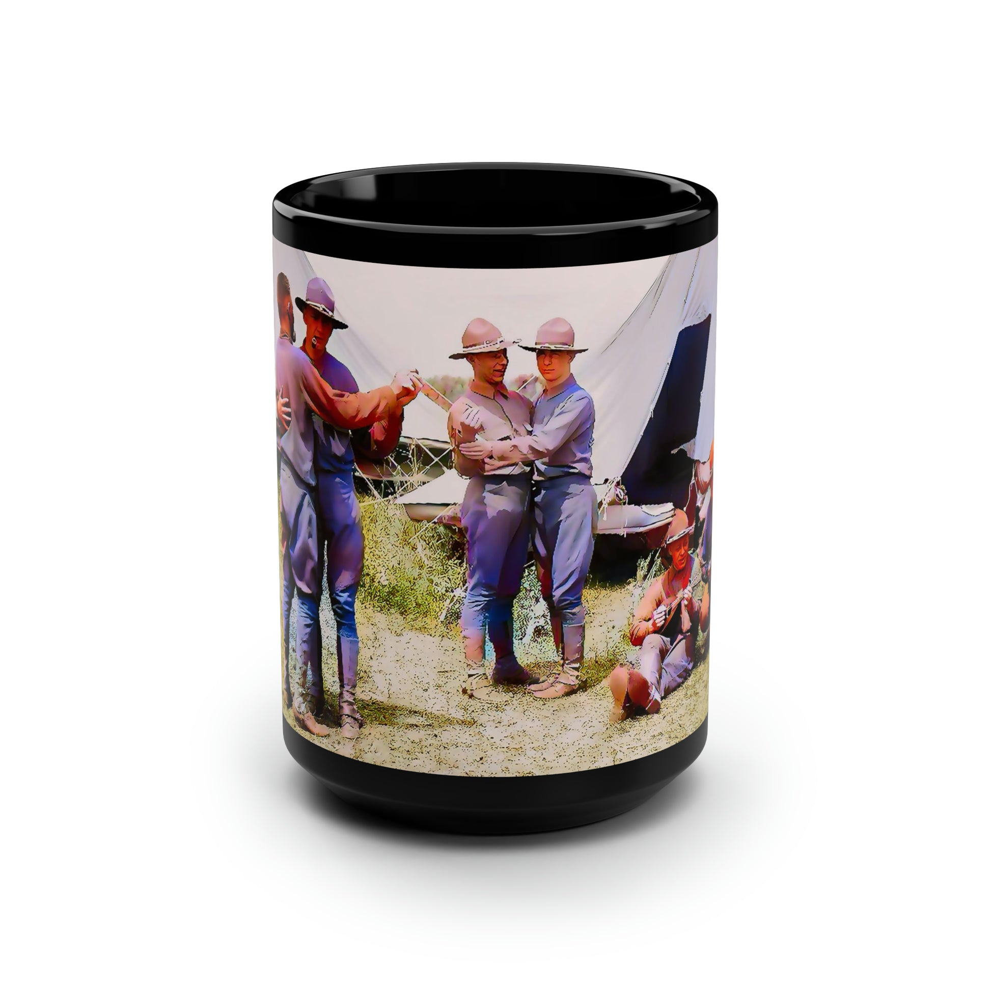 hommes 006 | Black Mug, 15oz US Marine Army Camp Vintage Dancing Gay Queer LGBT Present Dad Military