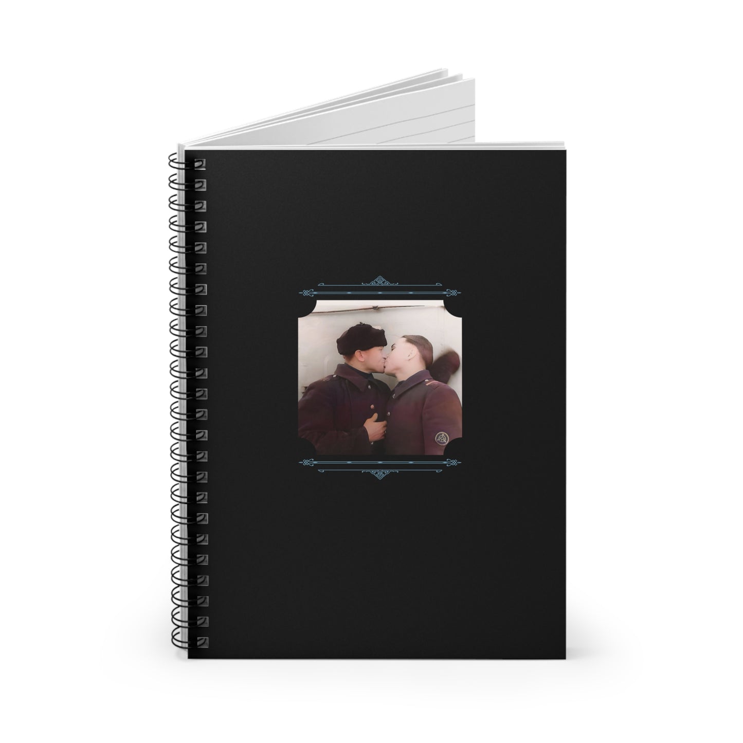 gay soviet soldiers notebook, queer wwii kiss, lgbtq notebook soviet, vintage photo spiral