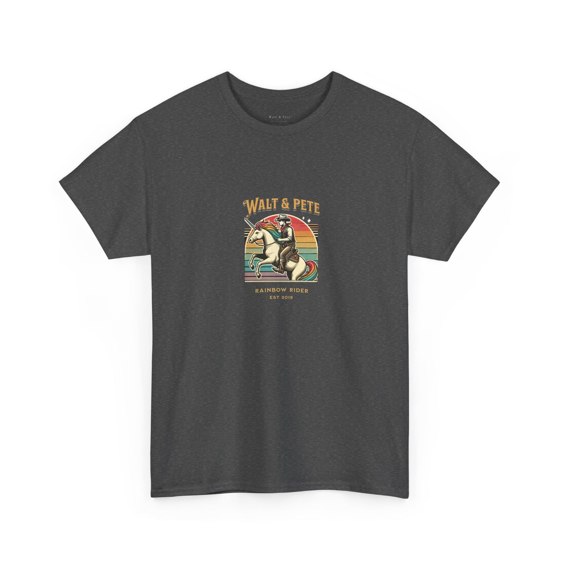 Rainbow Rider | Pride T-Shirt Walt & Pete Pride Western Unicorn Cowboy Fun Queer LGBTQ Rodeo