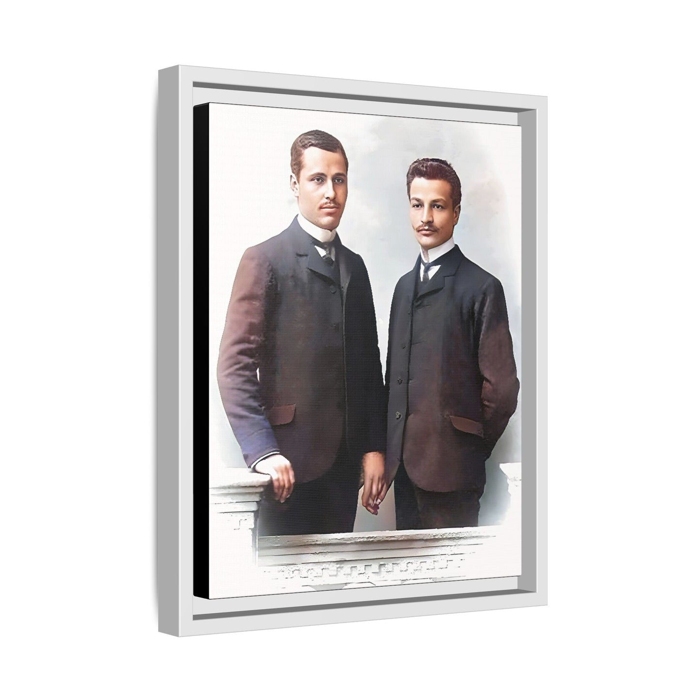 A restored vintage portrait of Asen & Gavril in Plovdiv, Bulgaria. This framed matte canvas honors LGBTQ+ history, timeless love, and European heritage. Gay Couple