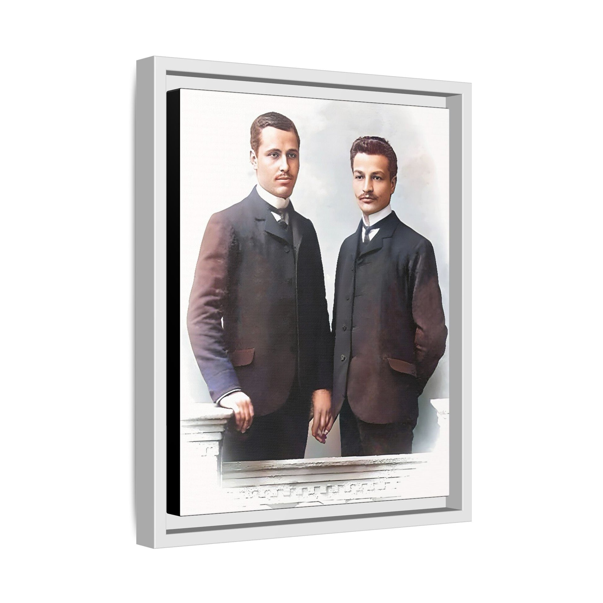 A restored vintage portrait of Asen & Gavril in Plovdiv, Bulgaria. This framed matte canvas honors LGBTQ+ history, timeless love, and European heritage. Gay Couple