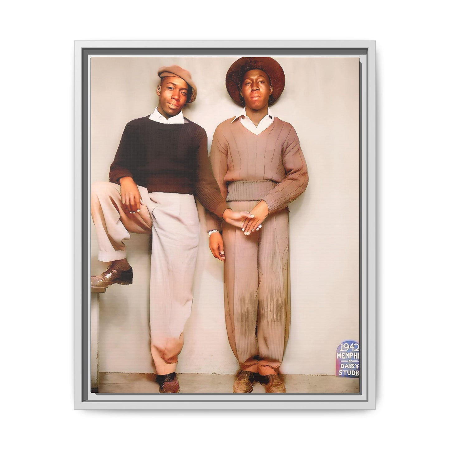 Vintage Gay studio portrait of Kenneth & Edgar, Memphis 1942. A beautifully restored black queer history canvas print celebrating love, resilience, and connection. Queer Couple