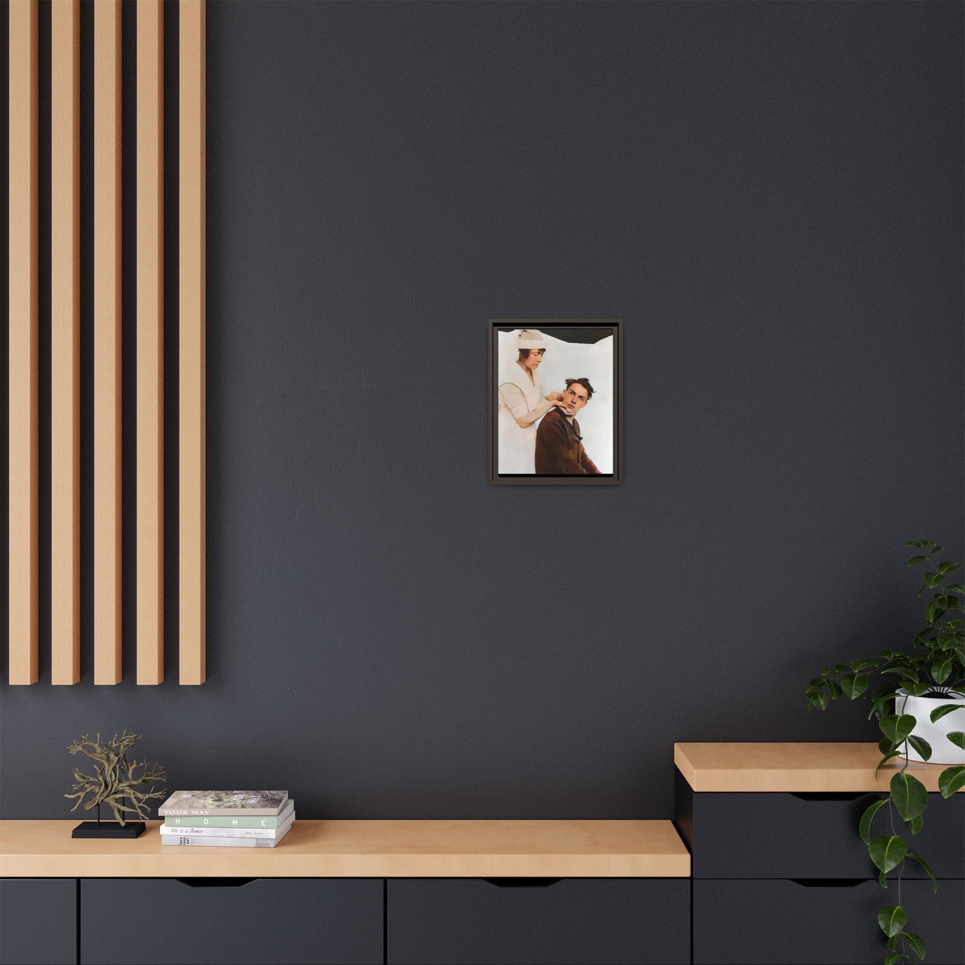 A restored vintage portrait of Dillion in Salt Lake City, Utah. This framed matte canvas captures human connection, care, and resilience. Gay Conversion Therapy