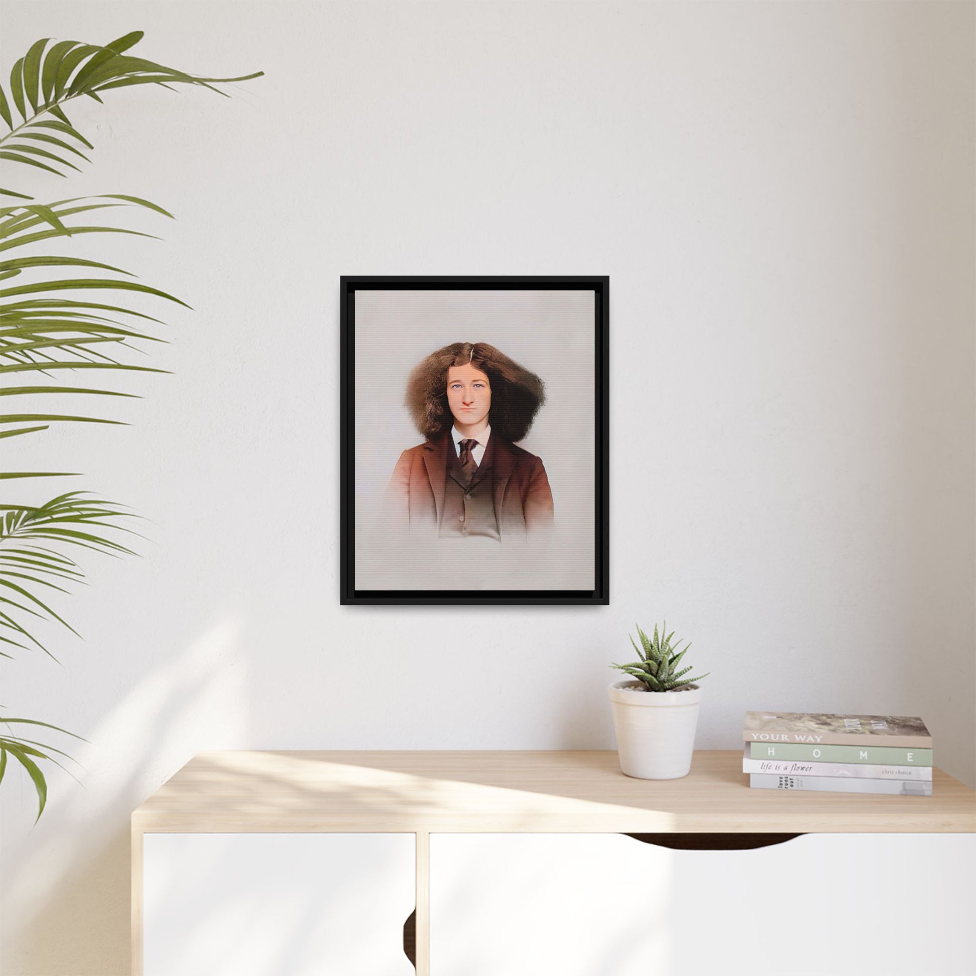 A framed vintage portrait on matte canvas featuring Theo in Eden Mills, Vermont, capturing confidence, identity, and timeless elegance. Trans Man LGBTQ