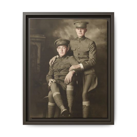historical military studio photograph two soldiers framed canvas