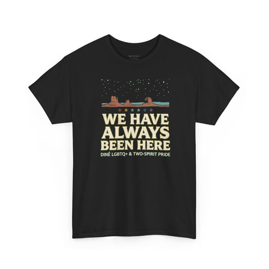 Walt & Pete front-and-back Diné LGBTQ+ Two-Spirit Pride graphic T-shirt in vintage screen-print style