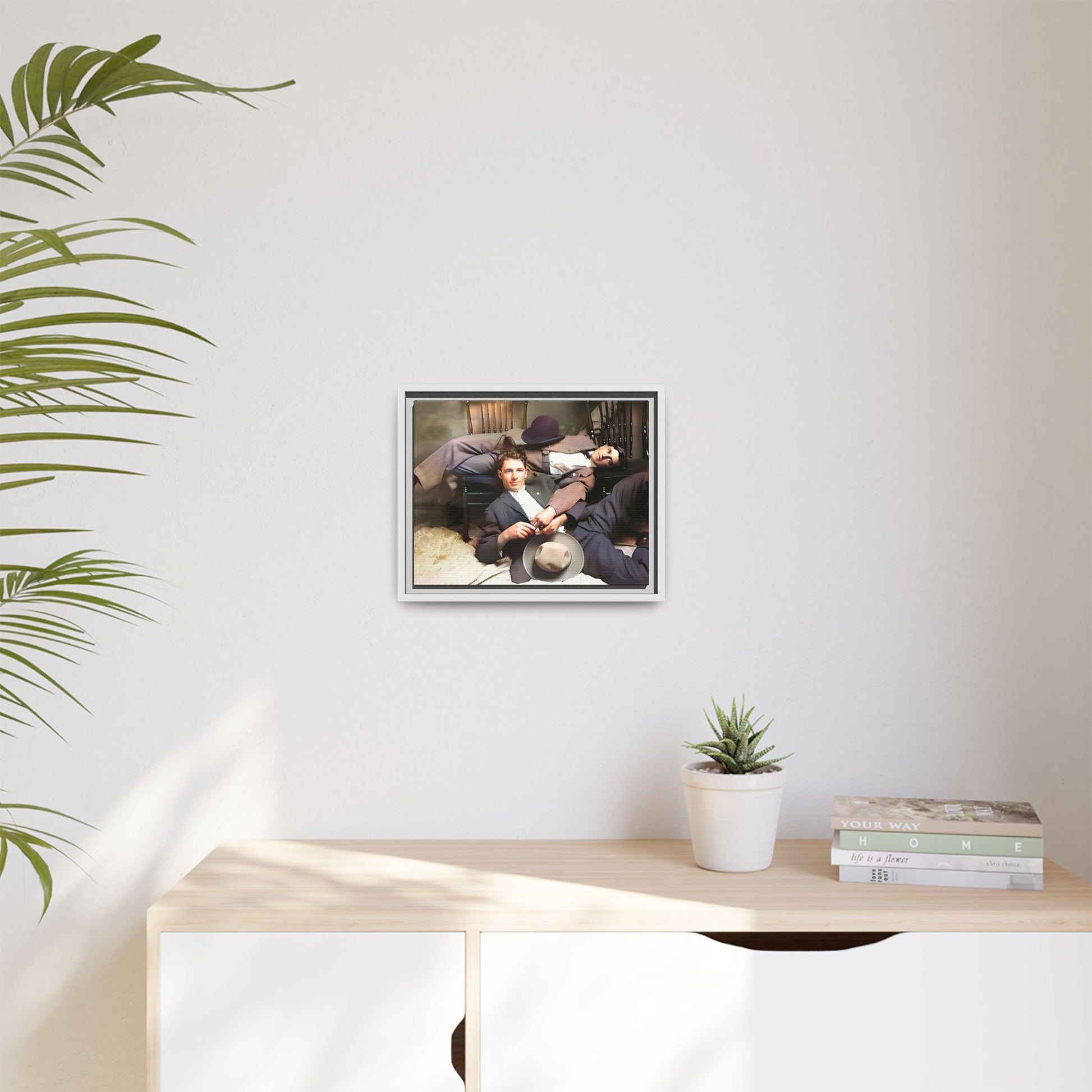 A vintage portrait of Victor & Benjamin in Madison, Wisconsin. This framed matte canvas captures LGBTQ+ history, love, and deep connection, making it a meaningful and timeless addition to any collection or home decor. Gay Couple