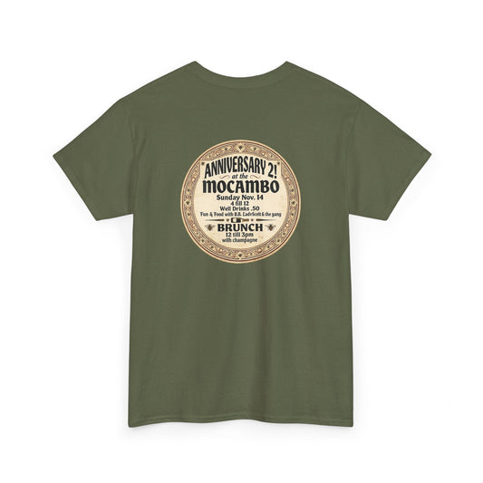 Mocambo anniversary invite back print historical artifact shirt