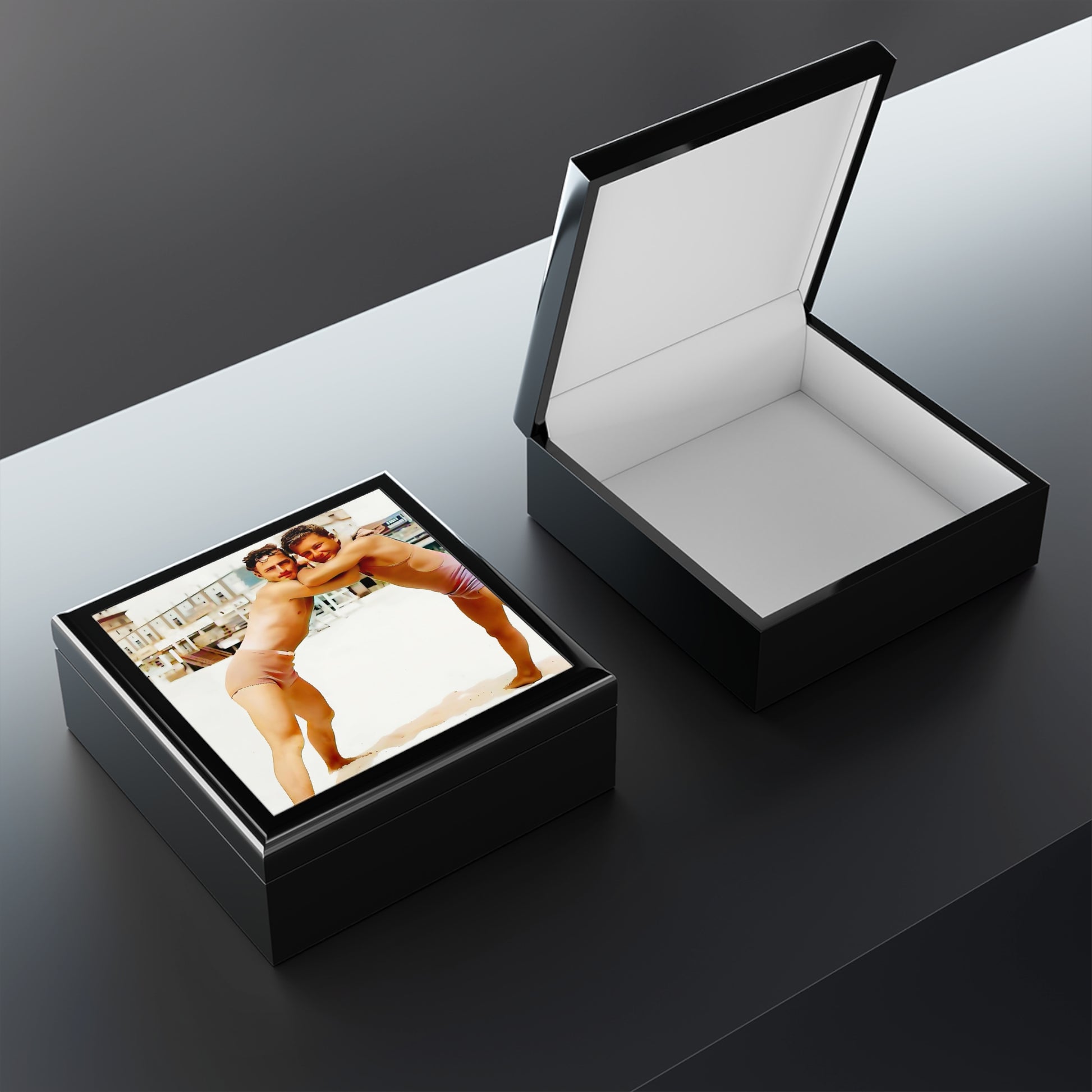 nager 014 | Keepsake Box Vintage Atlantic City Gay Couple Pride Gift Swim Suit Beach Dad Uncle