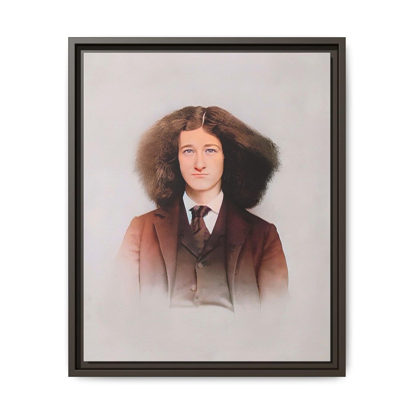 A framed vintage portrait on matte canvas featuring Theo in Eden Mills, Vermont, capturing confidence, identity, and timeless elegance. Trans Man LGBTQ