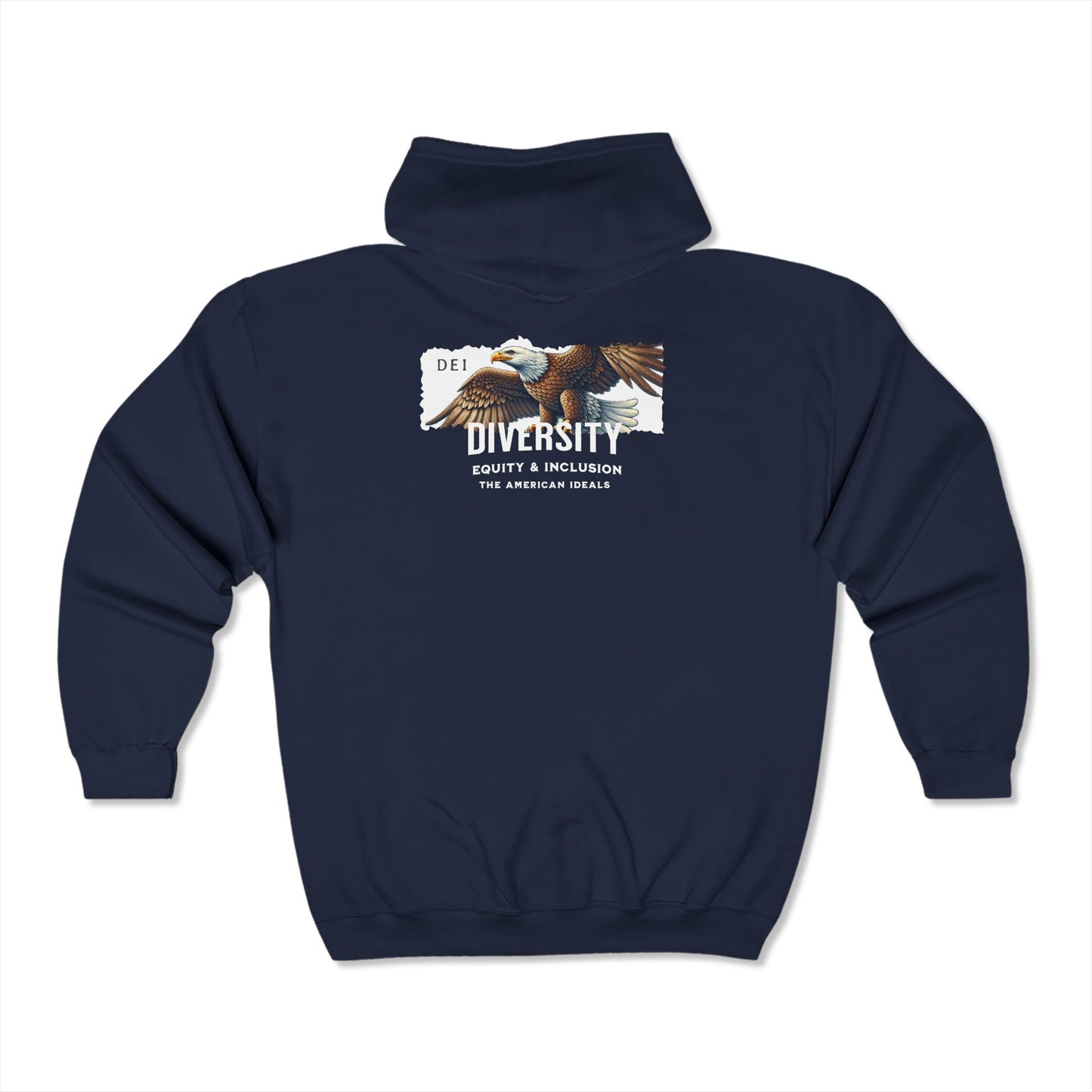 DEI | Support Diversity, Equity & Inclusion - The American Ideals | Pride Hoodie Full Zip Patriotic LGBTQ Pride Patriot