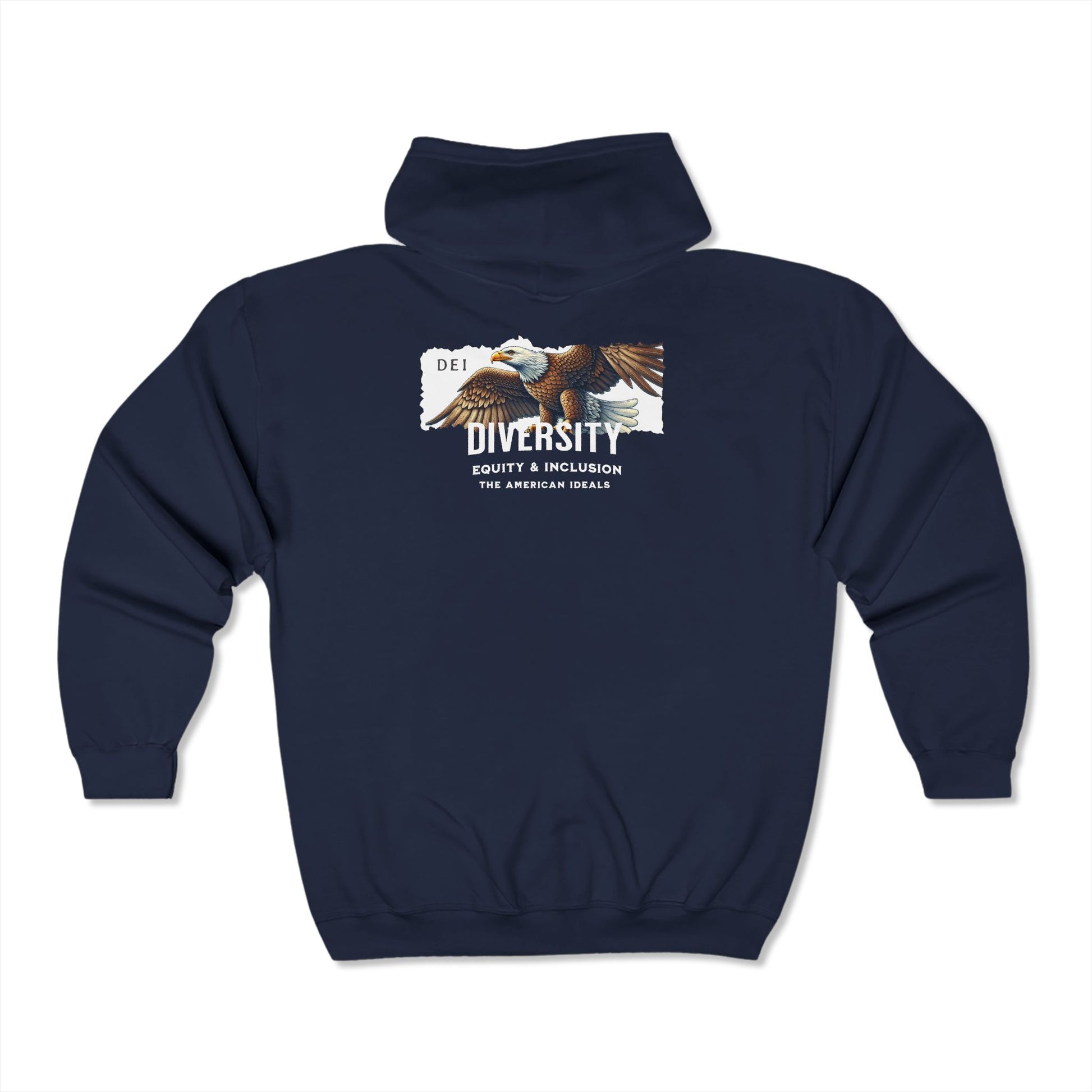 DEI | Support Diversity, Equity & Inclusion - The American Ideals | Pride Hoodie Full Zip Patriotic LGBTQ Pride Patriot