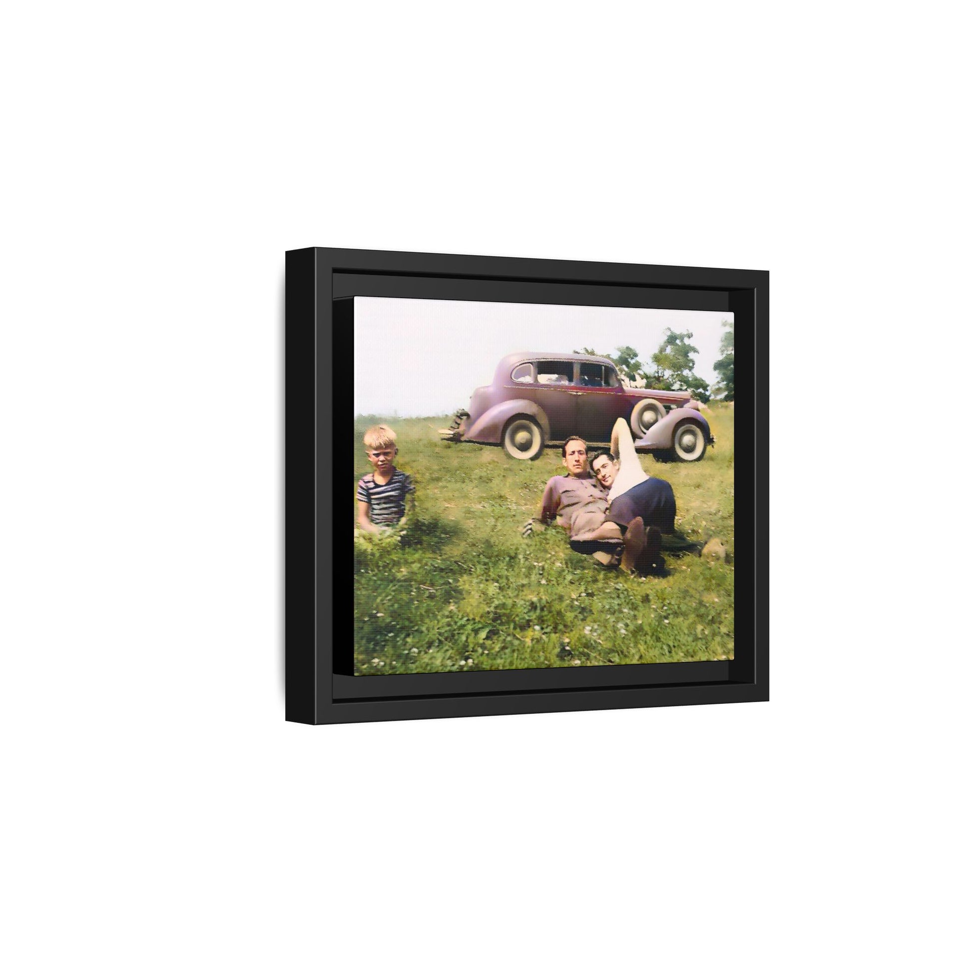A vintage LGBTQ+ Fathers' Day portrait from Toms River, NJ. This framed matte canvas captures a tender moment of love, resilience, and family, making it a meaningful keepsake for collectors, history lovers, and those celebrating chosen family. Two Dads Vintage Photo