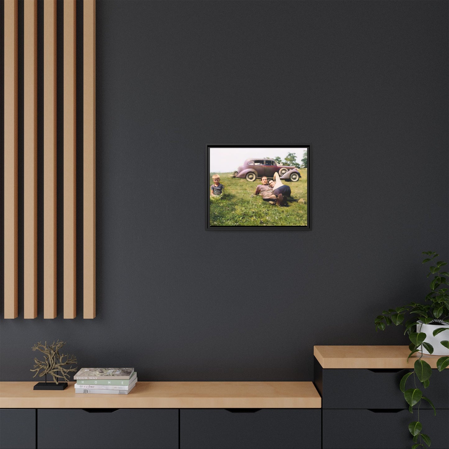 A vintage LGBTQ+ Fathers' Day portrait from Toms River, NJ. This framed matte canvas captures a tender moment of love, resilience, and family, making it a meaningful keepsake for collectors, history lovers, and those celebrating chosen family. Two Dads Vintage Photo