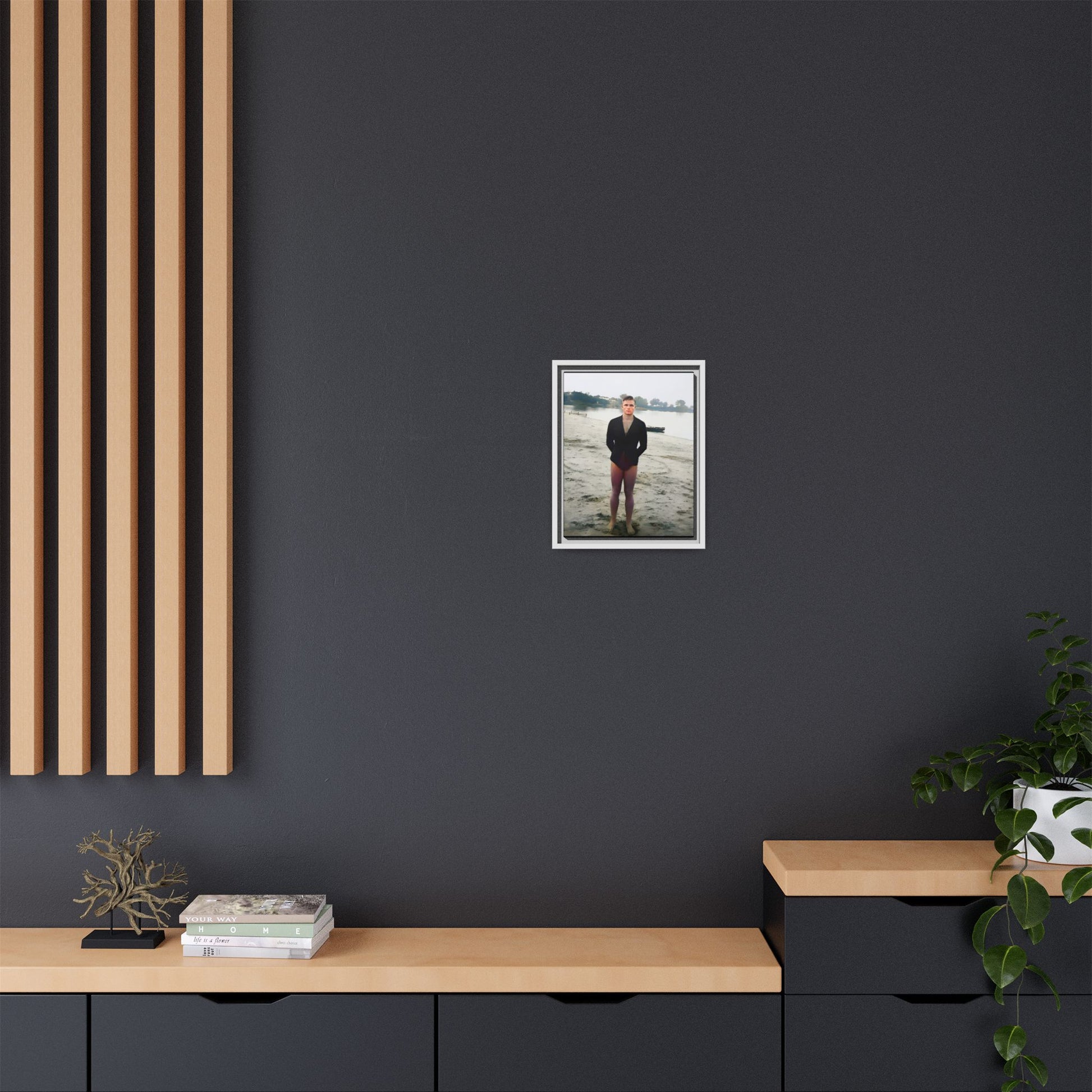 A framed vintage lake portrait on matte canvas featuring Ben at Lake Chicot, Arkansas, capturing solitude, nature, and timeless reflection.