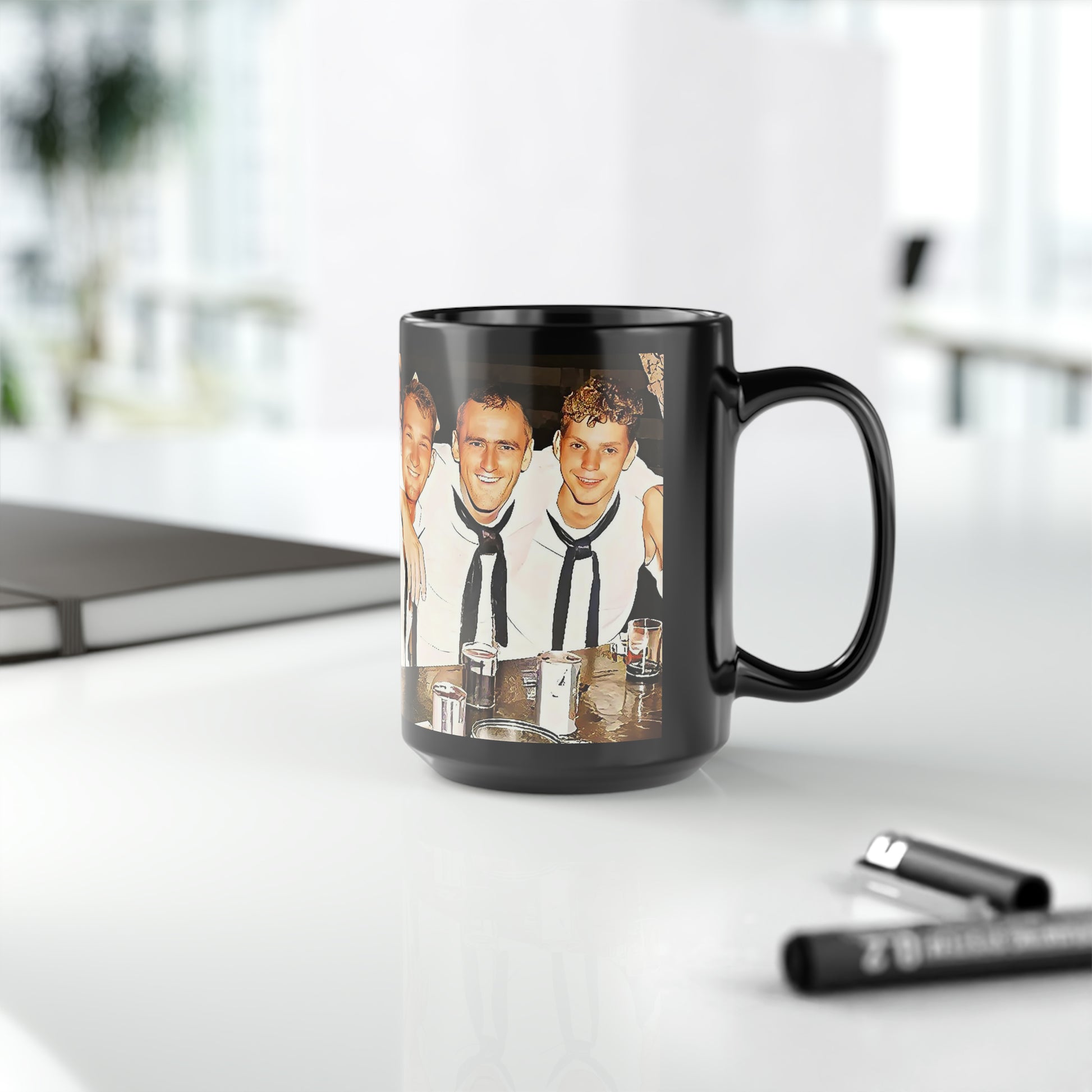 hommes 015 | Black Mug, 15oz Vintage Photo Sailors WWII Gay LGBTQ Present Dad Uniform Uncle Gift